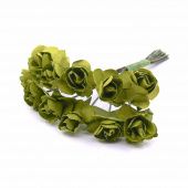 Цветок бумажный "Роза" зелёный (12 шт., 1.5 см) купить в интернет-магазине ФлориАрт