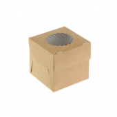 Крафт коробка из картона с прозрачным окошком, 10х10х10 см купить в интернет-магазине ФлориАрт