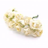 Цветок бумажный "Роза" кремовый (12 шт., 1.5 см) купить в интернет-магазине ФлориАрт