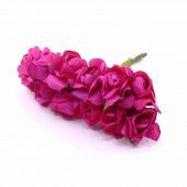 Цветок бумажный "Роза" фуксия (12 шт., 1.5 см) купить в интернет-магазине ФлориАрт
