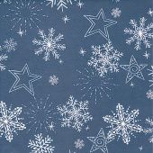 Бумага упаковочная крафт "Снежинки на синем" 0.7х1 м купить в интернет-магазине ФлориАрт