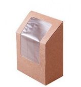 Крафт коробка из картона со скошенной крышкой и прозрачным окошком, 9х5х13 см купить в интернет-магазине ФлориАрт