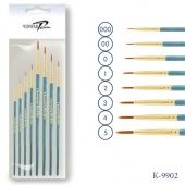 Набор круглых кистей с голубой ручкой, синтетика, (№000, 00, 0, 1, 2, 3, 4, 5) 8 шт. купить в интернет-магазине ФлориАрт