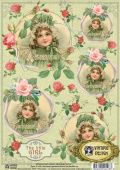 Декупажная карта Девочка в розах S-108 (А4, 40 гр/м2, Vintage Design) купить в интернет-магазине ФлориАрт
