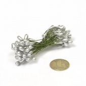 Тычинки перламутровые серебрянные крупные на проволоке 45 шт купить в интернет-магазине ФлориАрт