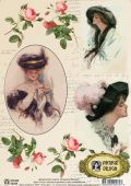 Декупажная карта Девушки Фишера S-070 (А4, 40 гр/м2, Vintage Design) купить в интернет-магазине ФлориАрт