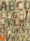 Декупажная карта Английский цветочный алфавит (А4, 40-45 гр/м2, Cheap Art) купить в интернет-магазине ФлориАрт