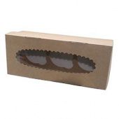 Крафт коробка из картона с прозрачным окошком, 25х10х10 см купить в интернет-магазине ФлориАрт
