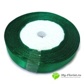 Лента атласная 12 мм, цвет темно-зеленый (1 м) купить в интернет-магазине ФлориАрт