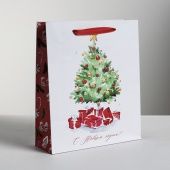 Пакет ламинированный вертикальный "Акварельный Новый год", 27х23х8 см купить в интернет-магазине ФлориАрт