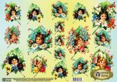 Декупажная карта Девочка в цветах Е-070 (А3, 40 гр/м2, Vintage Design) купить в интернет-магазине ФлориАрт