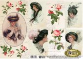 Декупажная карта Девушки Фишера Е-0100 (А3, 40 гр/м2, Vintage Design) купить в интернет-магазине ФлориАрт