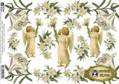Декупажная карта Ангелы с лилиями S-014 (А4, 40 гр/м2, Vintage Design) купить в интернет-магазине ФлориАрт