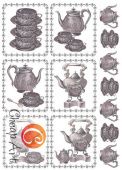 Декупажная карта Серебряные чайники (А3, 40-45 гр/м2, CheapArt) купить в интернет-магазине ФлориАрт