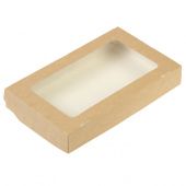 Крафт коробка из картона с прозрачным окошком, 25х15х4 см купить в интернет-магазине ФлориАрт