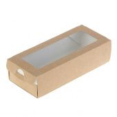 Крафт коробка-пенал из картона с прозрачным окошком, 17х7х4 см купить в интернет-магазине ФлориАрт