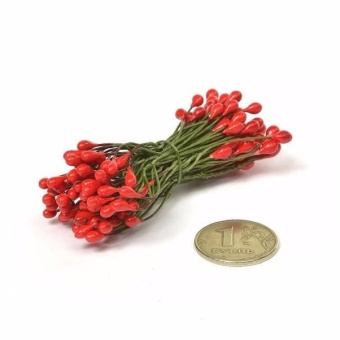 Тычинки перламутровые красные на проволоке 80 шт купить в интернет-магазине ФлориАрт