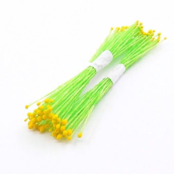 Тычинки с жёлтыми мелкими головками на зелёной нити 150 шт купить в интернет-магазине ФлориАрт