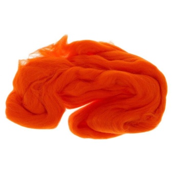 Шерсть для валяния, гребенная лента, полутонкая, цвет апельсин 068 (50 г, Камтекс) купить в интернет-магазине ФлориАрт