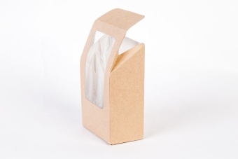 Крафт коробка из картона со скошенной крышкой и прозрачным окошком, 9х5х13 см купить в интернет-магазине ФлориАрт
