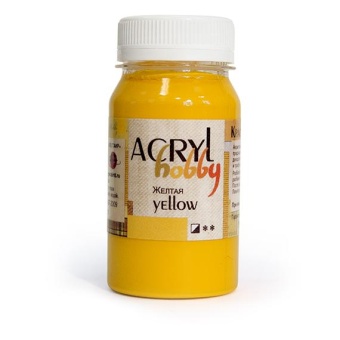 Краска акриловая матовая Таир "Акрил-Хобби", цвет желтый, 100 мл купить в интернет-магазине ФлориАрт
